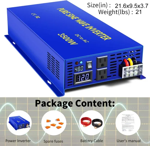 Miniatura 7 de Inversor de onda sinusoidal pura de 3500 vatios 48 V a 110 V 120 V CA convertidor de potencia inversa de sobretensión de 7000 W para sistema solar