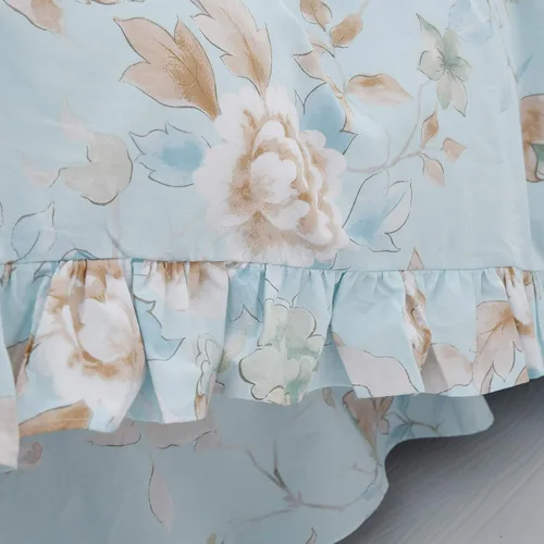 Miniatura 6 de FADFAY Juego de ropa de cama floral estilo campestre francés con estampado de pájaros azules, colección de faldas de cama, 800 hilos por pulgada