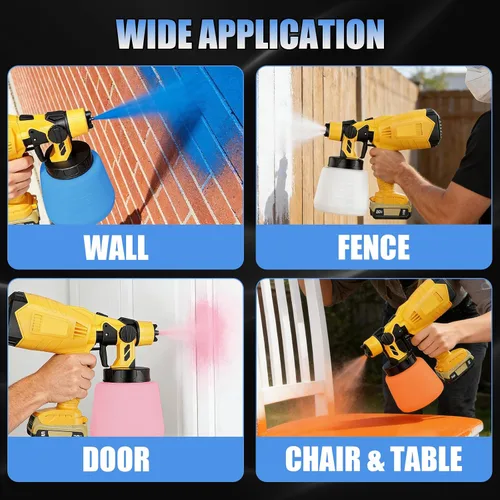 Miniatura 7 de Pulverizador de pintura inalámbrico para batería Dewalt de 20 V MAX, pistola de pintura de alto flujo de 33.8 fl oz con 3 boquillas de cobre y 3