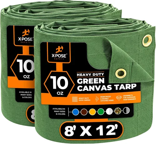 Miniatura 115 de Xpose Safety Lona de Lona - Lonas de Lona Verde de 10oz Resistentes al Agua con Ojales de Latón - Lona Multiusos para Exteriores para Campamento