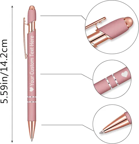 Miniatura 2 de STREADVE Bolígrafos personalizados personalizados con nombre grabado, logotipo, texto, bolígrafos de escritura suave, regalo personalizado para Negro