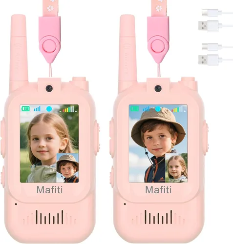 Miniatura 10 de Mafiti Juguetes para niños y niñas de 3, 4, 5, 6, 7, 8 años, mini video walkie talkies para niños, paquete de 2 unidades, recargable, rango de 1000