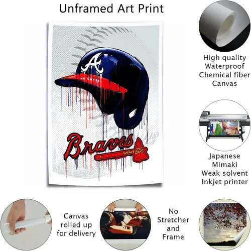 Miniatura 3 de NOUCAN - Póster de béisbol de la ciudad de Atlanta, arte de pared para sala de estar, imagen grande para los fanáticos NOUCAN