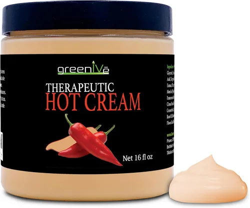 GreenIVe Loción de masaje de crema caliente para articulaciones músculos y envoltura de estiramiento de la piel, tarro a granel de sensación de frío