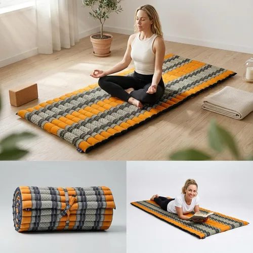 Miniatura 20 de Leewadee - Colchón plegable - Futón japonés enrollable -Alfombra de tatami triple pliegue - Cama de piso para invitados - Colchón de camping