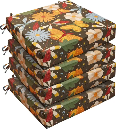 Miniatura 22 de UNIKOME Cojines para sillas de exterior, resistentes al agua, con lazos, relleno de esponja de alta densidad, cojines de asiento cuadrados