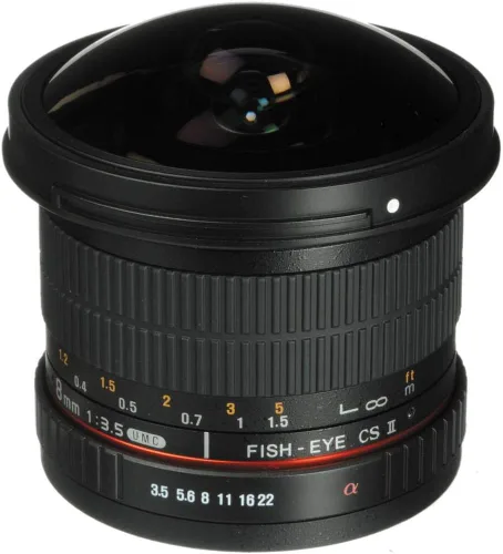 Rokinon HD8M-NEX - lente de ojo de pez de 8 mm f/3.5 HD con capucha desmontable para Sony E-Mount DSLR