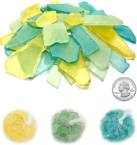 Miniatura 3 de CYS EXCEL Cristal de mar de 24 onzas mezcla de azul claro, verde claro y amarillo claro, múltiples opciones de color, relleno de jarrón de vidrio