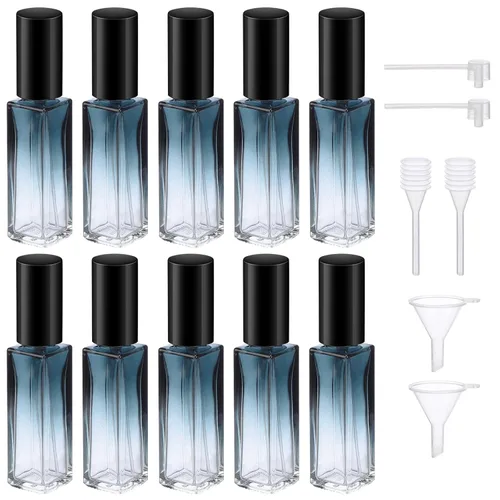 Miniatura 20 de Botellas de perfume Segbeauty para viaje, recargables, de 10 ml, contenedores de perfume de vidrio con embudo y pipeta, 5 unidades, 10