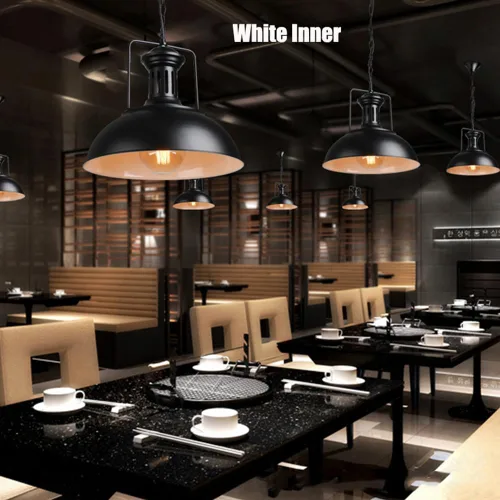 Miniatura 4 de Iluminación colgante vintage de metal negro con cadena para isla de cocina, altura ajustable, lámpara colgante industrial, pantalla individual