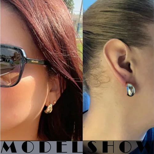 Miniatura 3 de Juego de 6 pares de aretes de aro de oro para mujer, chapados en oro de 14 quilates, hipoalergénicos, ligeros, gruesos, abiertos, joyería para regalo
