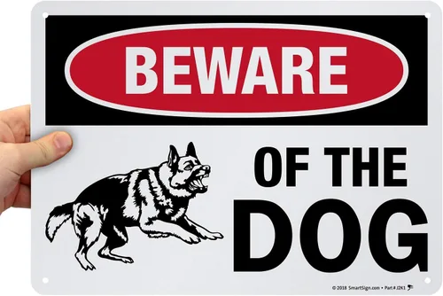 SmartSign Letrero con texto en inglés "Beware of Dog" (Beware of Dog) - Letreros de pastor alemán para valla/pared, 10 x 14 pulgadas, aluminio
