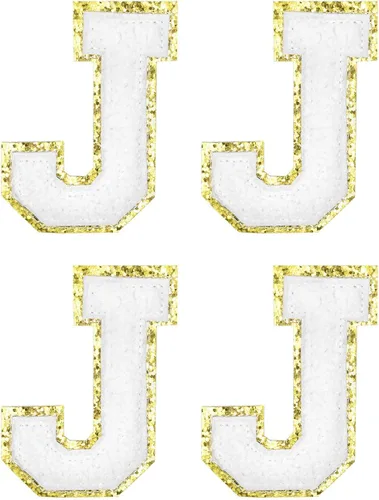 Miniatura 25 de MECCANIXITY 4 parches de letras de felpilla termo-adhesivas con letras del alfabeto blanco, talla M, 3 pulgadas de altura para ropa, zapatos