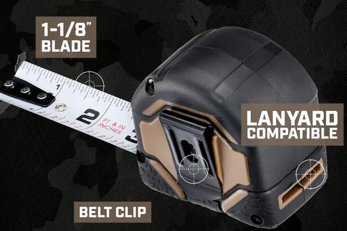 Miniatura 7 de Spec Ops Tools Cinta métrica de 16 pies, cinta de doble cara de 1 pulgada, estuche compuesto de grado militar, 3% donado a veteranos