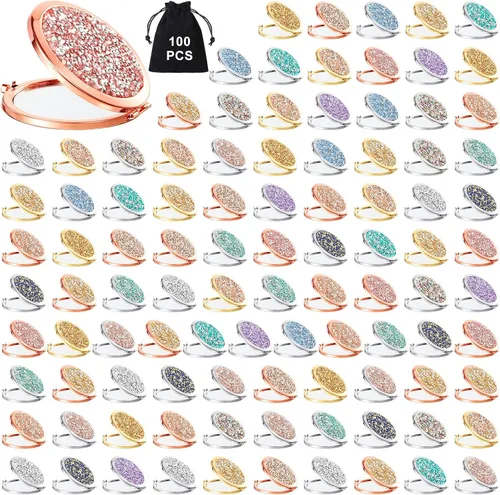 Miniatura 14 de Cindeer 48 piezas de espejo pequeño compacto plegable de bolsillo para maquillaje redondo de mano cosmético con aumento, espejo compacto