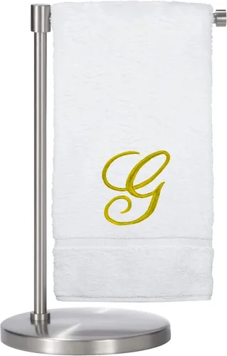 Miniatura 23 de Script R - Toalla de baño con monograma, regalo personalizado, 27 x 54 pulgadas, juego de 1 toalla bordada con texto dorado, 100% algodón turco