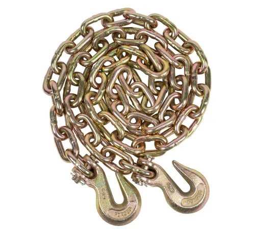Miniatura 14 de Mytee Products Paquete de 4 cadenas de 3/8 pulgadas x 6 pies de grado 70 con ganchos de agarre de horquilla, cadena de remolque de transporte G70, 4