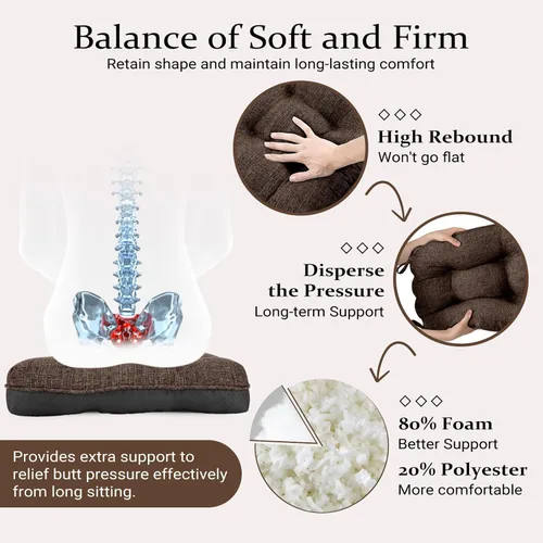 Miniatura 6 de Wellsin Cojines para Sillas de Comedor, Almohadillas Antideslizantes para Sillas de Cocina con Lazos, Cojines de Espuma Triturada con Mechones