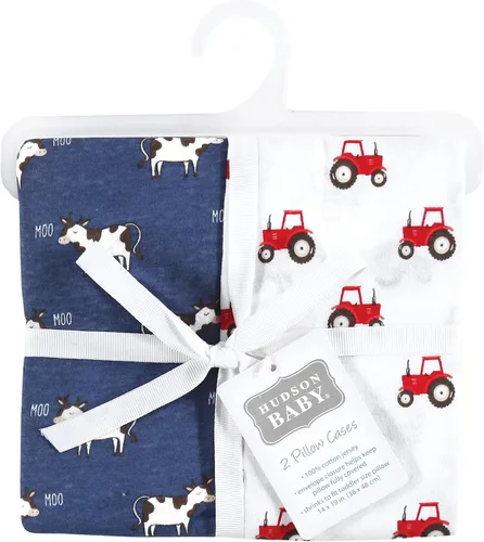 Miniatura 2 de Hudson Baby Funda de almohada unisex de algodón para bebés y niños pequeños, tractor y vaca, talla única