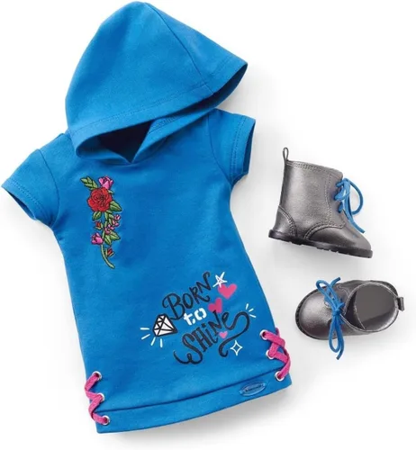 Miniatura 5 de Muñeca American Girl Truly Me de 18 pulgadas #90 con ojos azules, cabello largo azul y piel de ligera a media en vestido de patinadora, para edades