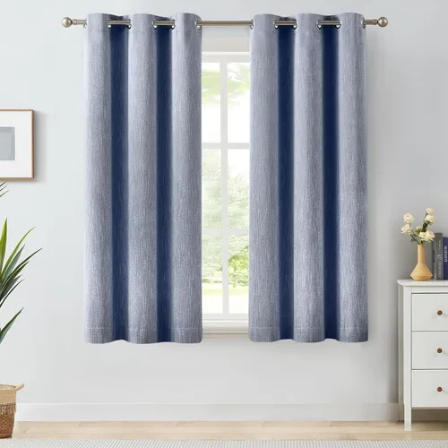 Miniatura 29 de Melodieux Elegantes cortinas opacas de algodón para oscurecer la habitación, para sala de estar, dormitorio, con aislamiento térmico, paneles