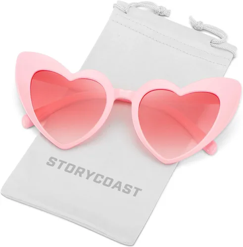 STORYCOAST Lentes de sol en forma de corazón para mujeres y niñas, gafas de sol vintage