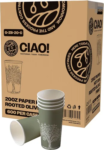 Miniatura 14 de CIAO! Vaso caliente de papel blanco de 20 onzas, desechable, 3.543 in de diámetro, 600