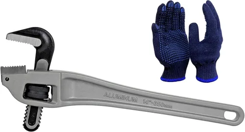 Miniatura 14 de Llave de tubo de aluminio de 48 pulgadas, capacidad de mordaza ajustable de 8"/200mm, llave de fontanería de mango recto resistente, herramienta