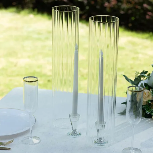 Miniatura 23 de Efavormart Paquete de 2 Portavelas Candelabro Transparente de 18", Pantalla de Vidrio para Vela, Pantalla de Vela Huracán de Extremo Abierto