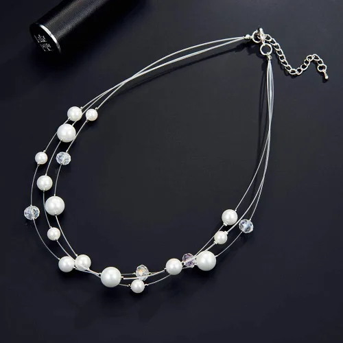 Miniatura 5 de Collar a capas con cristal para mujer, gargantilla con cadena de plata gruesa, regalo de cumpleaños para mujer