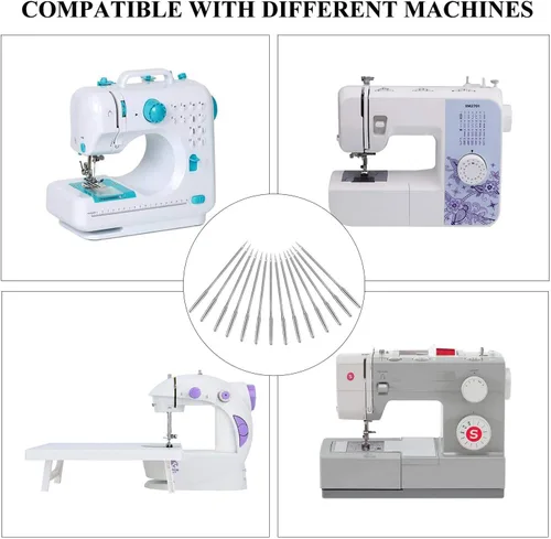 Miniatura 7 de Agujas para máquina de coser, 50 unidades, punta regular universal para todas las principales marcas de máquinas de coser, tamaños 65/9, 75/11