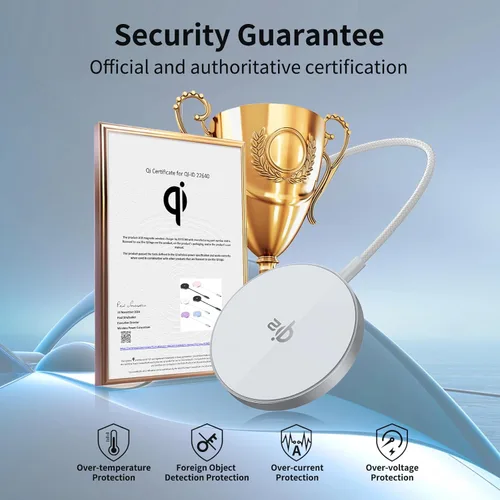 Miniatura 2 de Cargador inalámbrico Qi2 - Almohadilla de carga inalámbrica magnética de 15 W para iPhone 17/16/15/14/13/12 Series con aluminio ultrafino, incluye