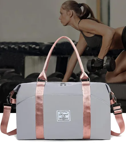 Miniatura 30 de Bolsa de gimnasio con bolsillo húmedo, bolsa de viaje plegable para mujer, bolsa de viaje impermeable para viajes, gimnasio, yoga