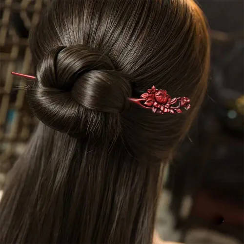 Miniatura 3 de Palo de madera tallada para mujer, hecho a mano, para cabello largo, palillos para moños, tenedor de madera para peinar el cabello