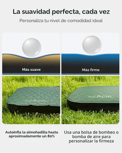 Miniatura 6 de Acacia 4" Thick Self Inflating Sleeping Pad with Foam, Innovative Y-Shaped Telescopic Structure, Ultraportable Camping Air Mattress with Pump Sack