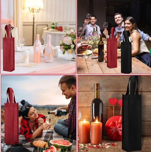 Miniatura 6 de Abbylike 48 bolsas de regalo de vino coloridas a granel, bolsas de regalo de vino no tejidas, bolsas de regalo de vino reutilizables con asa