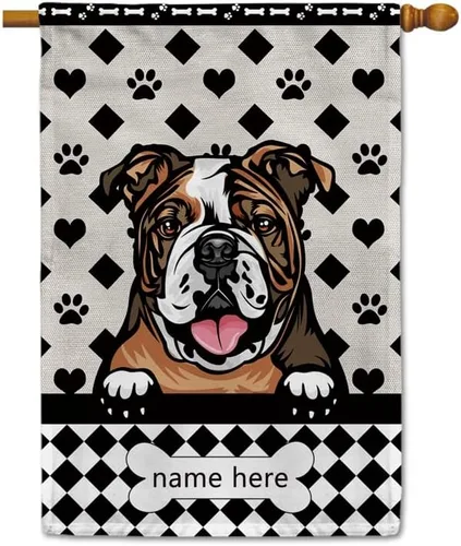 Miniatura 46 de Bandera personalizada de jardín para perro, lindo perro salchicha salchicha, lunares, búfalo, bandera a cuadros para decoración del hogar al aire