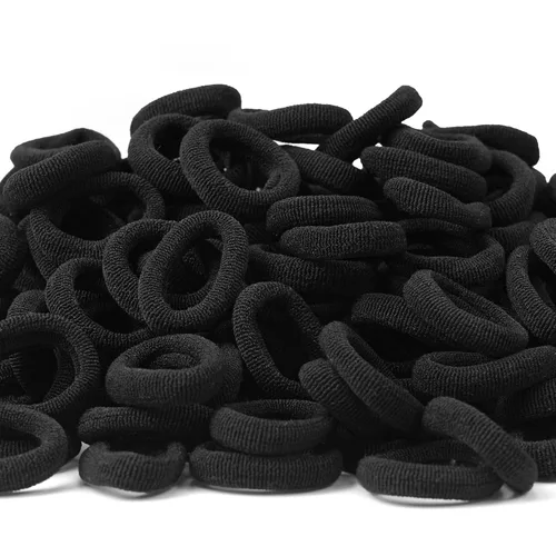 Miniatura 9 de CÉLLOT Gomas para el pelo para bebés, gomas de nylon negras para niñas, bandas de pelo sin costuras para niñas, coleteros elásticos para niñas