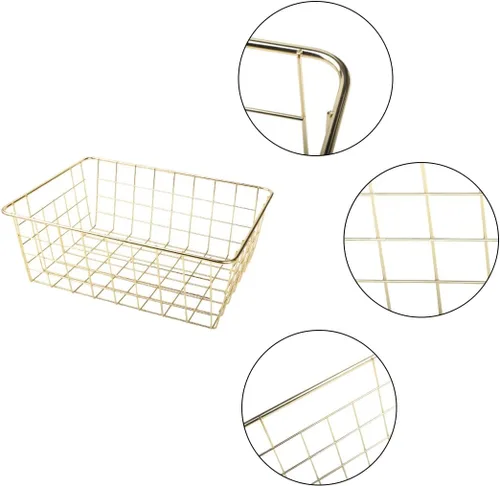 Miniatura 8 de 4 cestas de almacenamiento de alambre para cocina, contenedor de metal para el hogar, organizador de almacenamiento con asa para despensa, estante