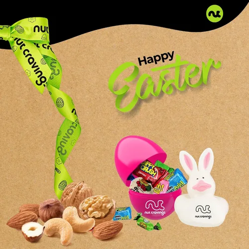 Miniatura 3 de Canastas para regalo de Pascua para adultos y niños, huevo lleno de dulces y conejito Plato con nueces gourmet (surtido de 7) Arreglo con golosinas
