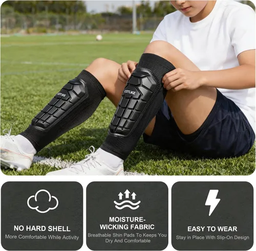 Miniatura 3 de Espinilleras de fútbol para niños y jóvenes, espinilleras de esquí para niños, niñas, adultos, hombres y mujeres, equipo de fútbol protector