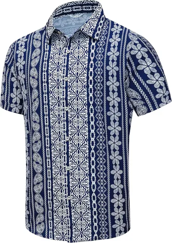 Miniatura 64 de SheLucki - Camisa hawaiana para hombre, unisex, de manga corta, con botones, para la playa y el verano, ropa casual estampada con sombra de palmas