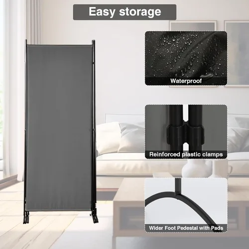Miniatura 5 de Divisor de habitación de 3 paneles, pantalla de privacidad plegable de 6 pies, pared de división portátil para separación de oficina, dormitorio