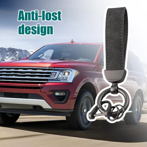Miniatura 5 de Kewucn Llavero de Cuero Genuino para Automóvil, Portallaves Universal de Metal Resistente para Automóvil con Anillo en D Antipérdida para Hombres