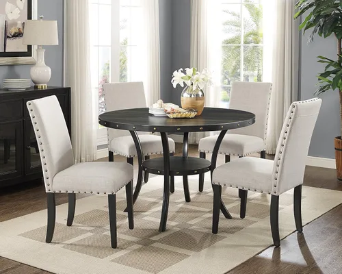 Miniatura 6 de Roundhill Furniture Biony - Sillas de comedor de tela color café con detalle de tachuelas, juego de 2, marrón, café
