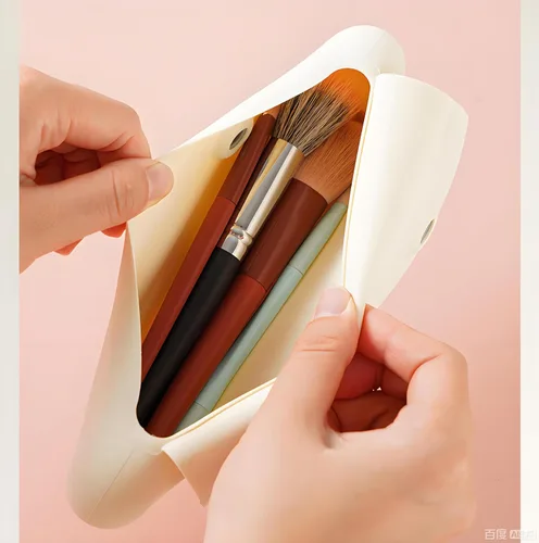 Miniatura 3 de Estuche de viaje de silicona para brochas de maquillaje, organizador de brochas de maquillaje portátil, estuche de viaje cosmético, bolsa de cepillo