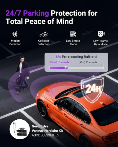 Miniatura 3 de Vantrue S1 Pro Dash Cam frontal STARVIS 2, mini cámara de tablero de 2.7 K para automóviles, ADAS, control de aplicaciones, WiFi GPS integrado