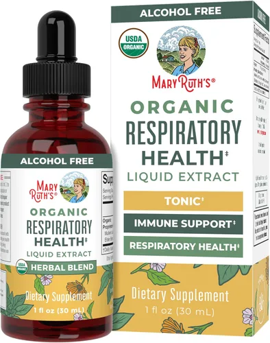 MaryRuth Organics USDA Orgánico - Gotas Líquidas Orgánicas para la Salud Respiratoria con Hoja de Gordolobo | Raíz de Malvavisco y Saúco | Gotas de
