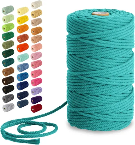 Miniatura 13 de Nook Theory - Cuerda de macramé de 3 mm, 220 yardas de cuerda de algodón, hilo de 4 mm y 5 mm, cuerda para manualidades, perfecta para colgantes