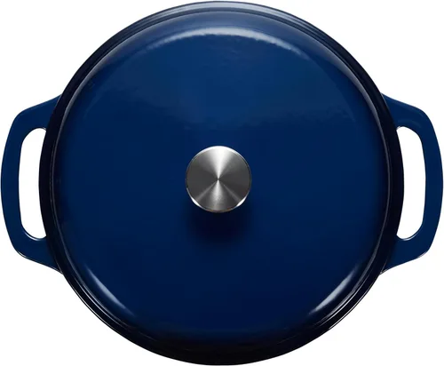 Miniatura 3 de Amazon Basics - Olla de horno holandés de hierro fundido con tapa, esmaltada, redonda, con asas dobles, resistente, pequeña, 7.3 cuartos de galón